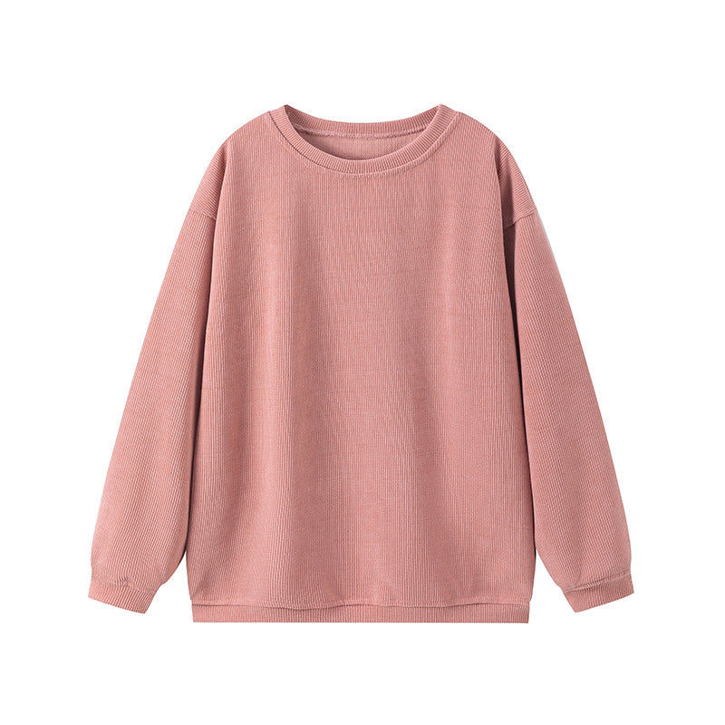 Damen lässiger Sweatshirt mit feiner Rippstruktur und komfortablem Schnitt R&B