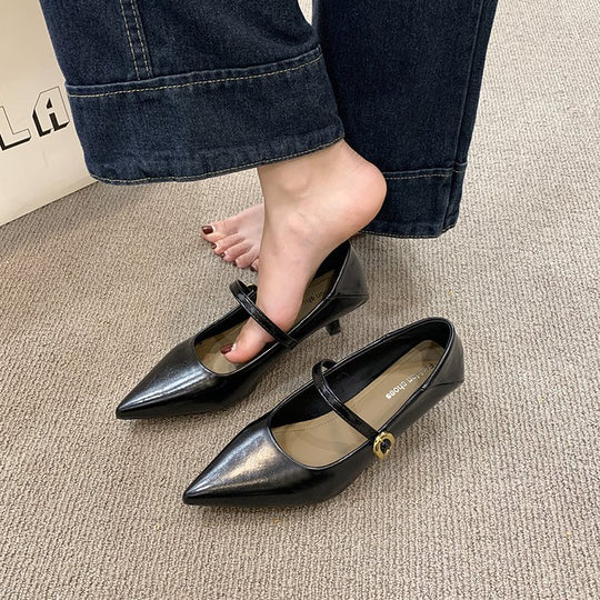 Damen elegante Pumps mit schmaler Schnalle R&B