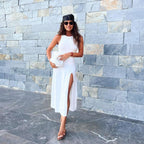 Damen figurbetontes Maxi-Kleid mit seitlichem Schlitz und modernem Schnitt R&B