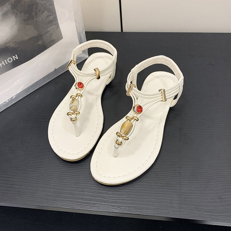 Damen modebewusste Zehentrenner mit elegantem Schmuckdetail R&B