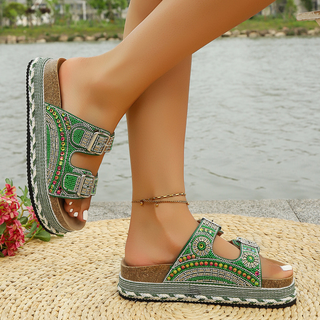 Damen Badesandalen mit elegantem Schmuck-Design und komfortablem Fußbett R&B
