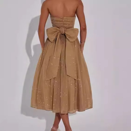 Damen Elegantes strapless Cocktailkleid mit gerafftem Oberteil und A-Linie R&B