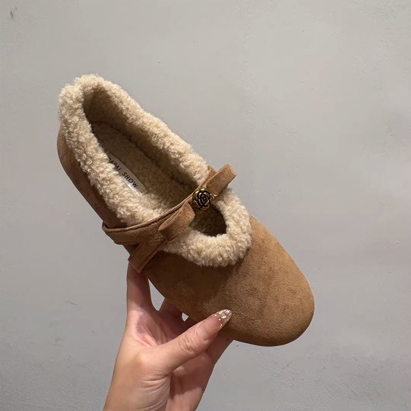 Damen Kuschel-Hausschuhe aus weichem Fleece mit dekorativem Riemchen R&B