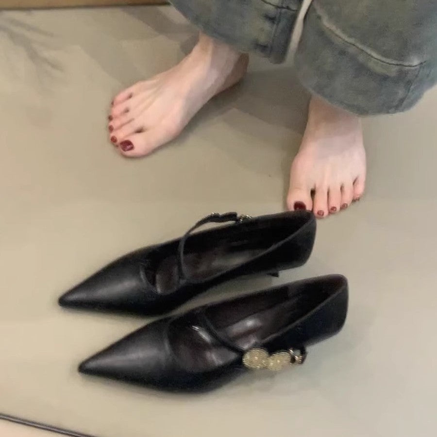 Damen elegante Mary Jane Pumps mit modischen Strassakzenten R&B