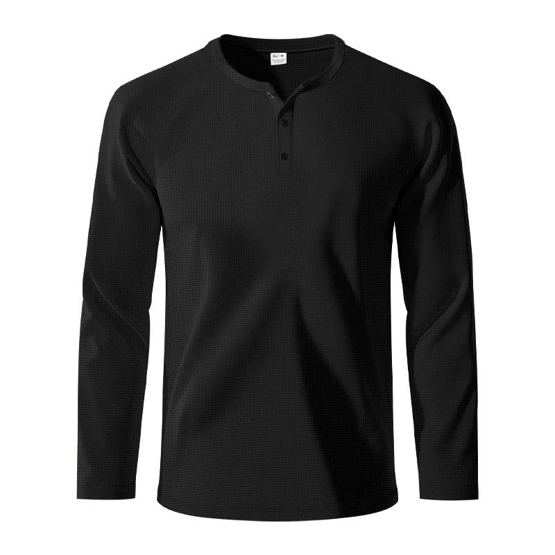 Herren Langarm-Henley-Shirt aus atmungsaktivem Strukturstoff R&B