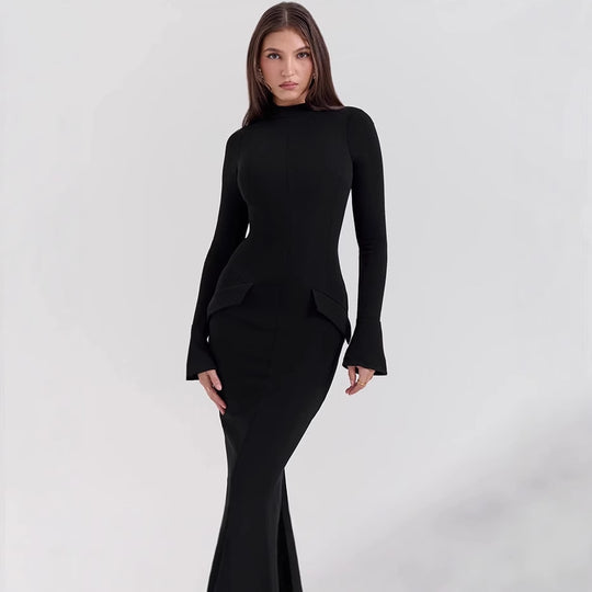 Damen Elegantes und figurbetontes Langarmkleid mit modernem Design R&B