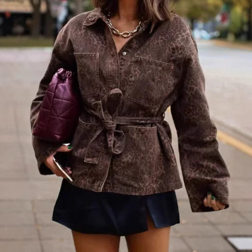 Damen Leinenhemdjacke mit tailliertem Schnitt und Gürtel R&B