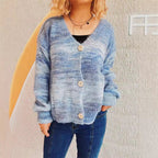 Damen grob gestrickter Cardigan mit modischem Knopfdesign und weichem Material R&B