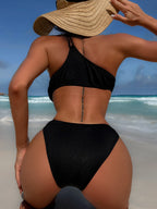 Damen Hochgeschnittener Cut-Out Bikini