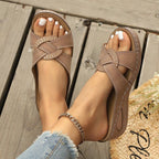 Damen Komfortable und stilvolle Riemensandalen mit geflochtenem Design R&B