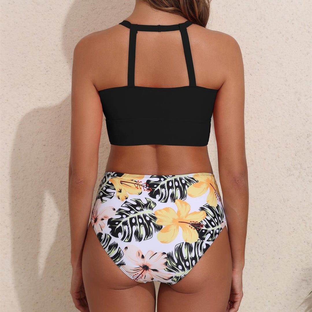 Damen Bikini-Set mit hohem Bund und sportlichem Oberteil R&B