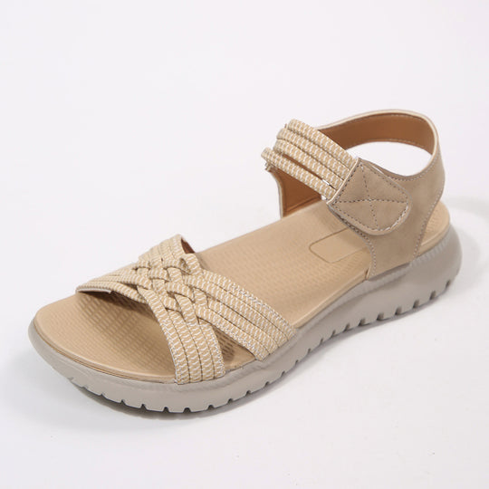 Damen komfortable Riemensandalen mit verstellbarem Klettverschluss R&B