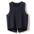 Damen Ärmellose Strickweste mit Zopfmuster und modernen Details R&B