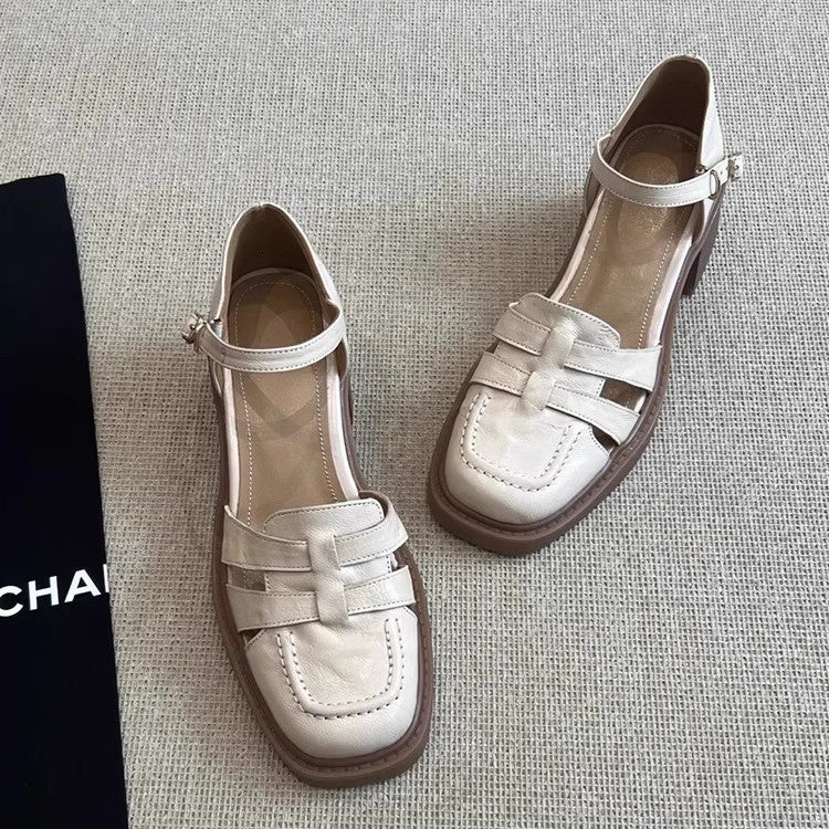 Damen elegante Blockabsatz-Schuhe mit Riemchen von R&B