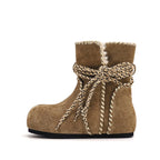 Damen Kuschelige Winterstiefel mit weichem Futter und dekorativem Schnürdesign R&B