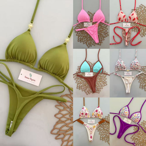 Damen Triangel-Bikini mit frischem Melonenmuster R&B