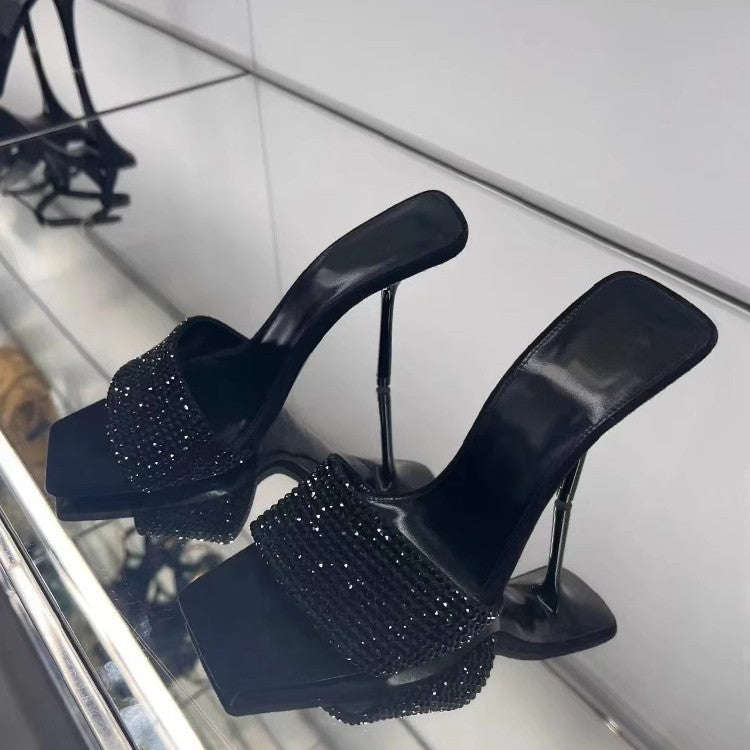 Damen glamouröse High Heel Mules mit funkelnden Strassdetails R&B