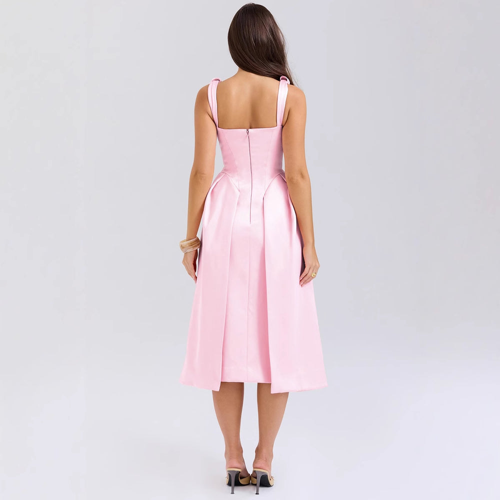 Damen Maxikleid mit elegantem V-Ausschnitt und strukturiertem Rock R&B