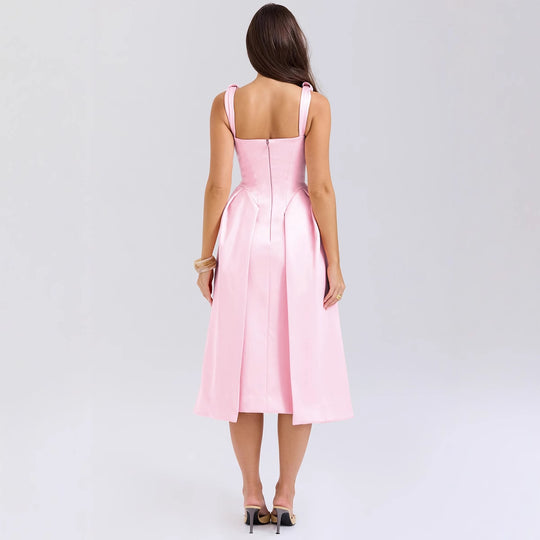 Damen Maxikleid mit elegantem V-Ausschnitt und strukturiertem Rock R&B