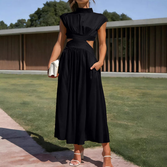 Damen Maxikleid mit elegantem Wickeldesign und raffiniertem Cut-Out R&B