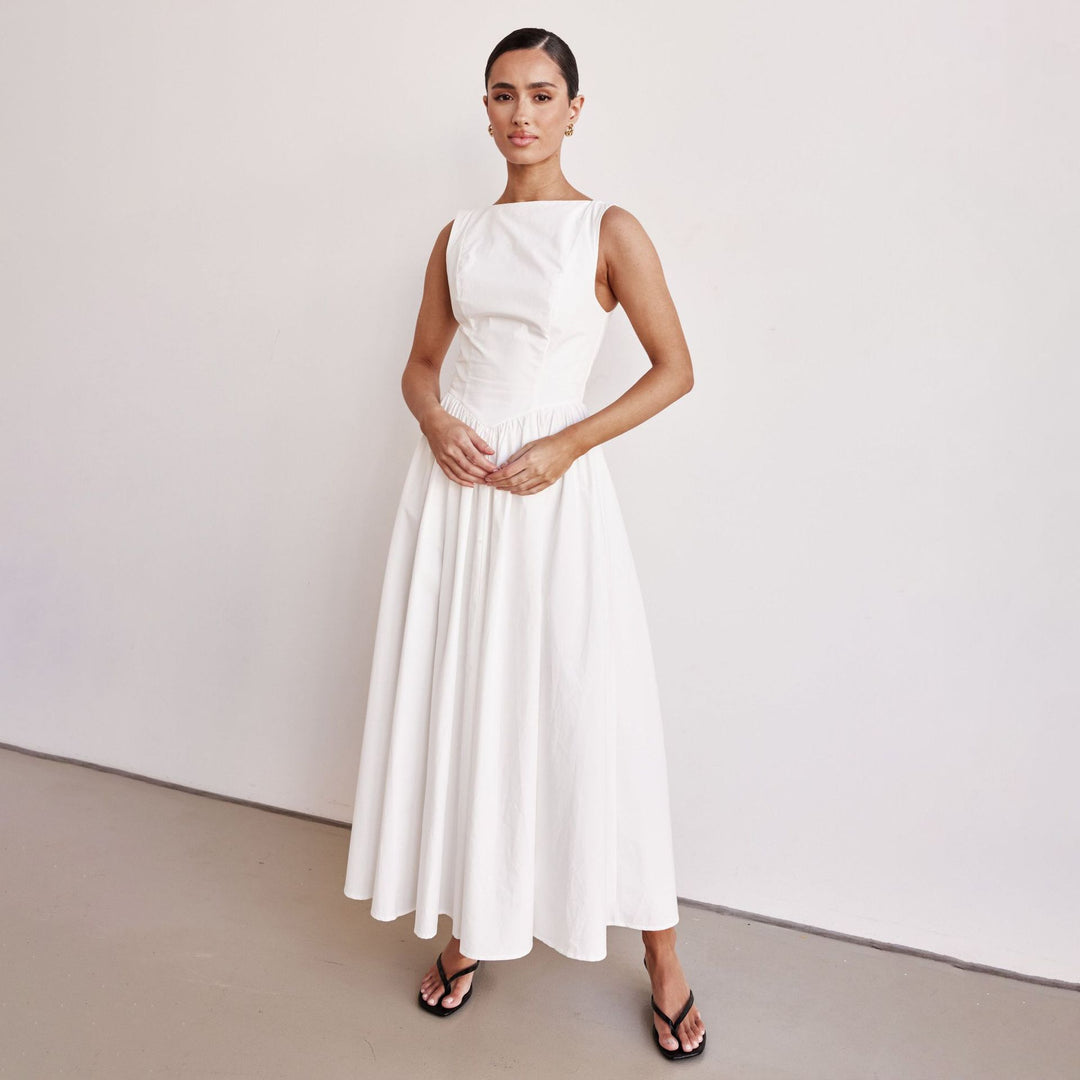 Damen Elegantes Maxi-Kleid mit breitem Rockansatz und taillierter Passform R&B