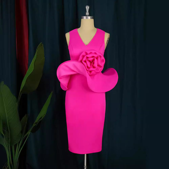 Damen Cocktailkleid mit kunstvollem Blumenapplikation R&B