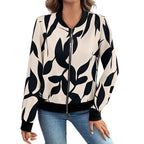 Damen Bomberjacke mit floralem Print und sportlichem Schnitt R&B
