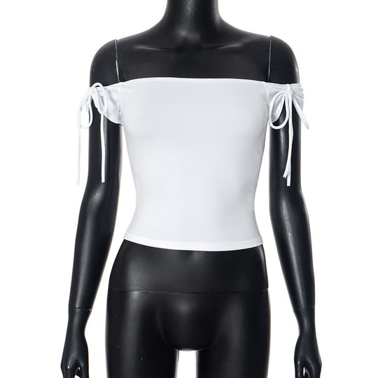 Damen Trägertop mit Off-Shoulder-Design und Bindegurten R&B