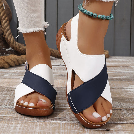 Damen Offene Riemensandalen mit modischem Kreuzbanddesign R&B
