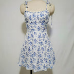 Damen Sommerliches Blümchenkleid mit verstellbaren Spaghettiträgern R&B
