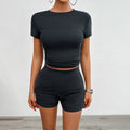Damen Cropped T-Shirt und Shorts Set R&B