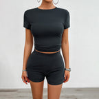 Damen Cropped T-Shirt und Shorts Set R&B