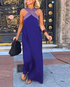 Damen Langes Maxikleid mit Cross-Over-Trägern und elegantem Schnitt R&B