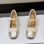 Damen elegante Mary Janes mit modischem Riemen und glänzender Vorderkappe R&B