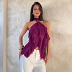 Damen Top mit asymmetrischem Schnitt und dekorativen Rüschen R&B
