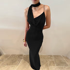 Damen Elegantes Maxikleid mit asymmetrischem Halterneck R&B