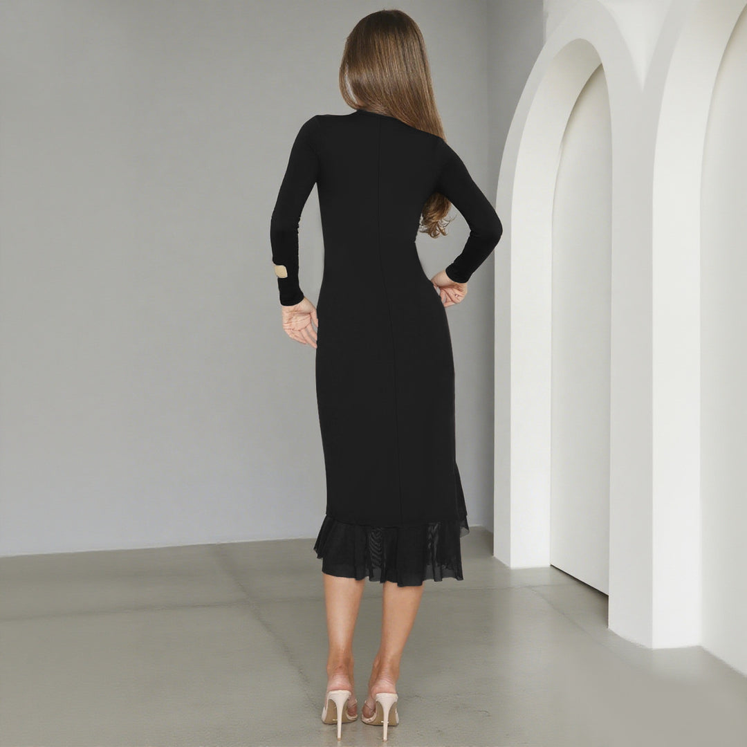 Damen charmantes Wickelkleid mit asymmetrischem Saum und Rüschendetails R&B