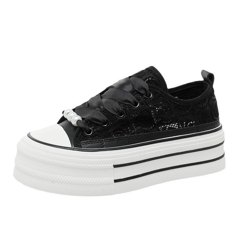 Damen Plateausneaker mit elegantem Spitzen-Design und modischen Akzenten R&B