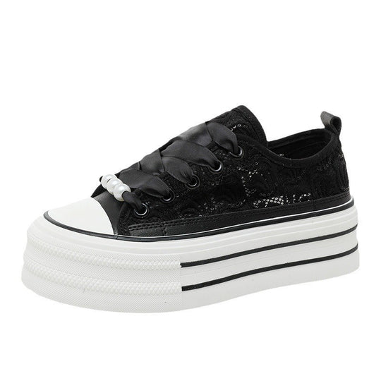 Damen Plateausneaker mit elegantem Spitzen-Design und modischen Akzenten R&B