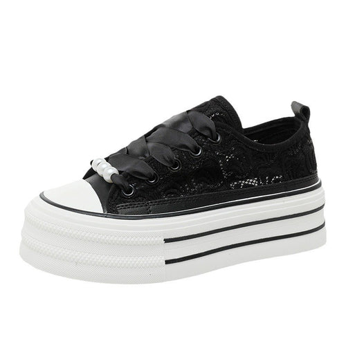 Damen Plateausneaker mit elegantem Spitzen-Design und modischen Akzenten R&B