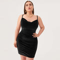 Damen elegantes, figurbetontes Partykleid aus Samt R&B