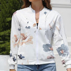Damen Sportliche Blumenkapuzenjacke mit Reißverschluss und figurfreundlichem Schnitt R&B
