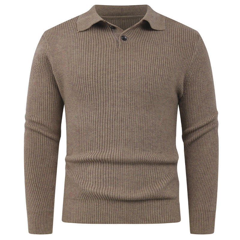 Herren Strickpullover mit modernem Polokragen und funktionalem Knopfverschluss R&B