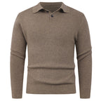 Herren Strickpullover mit modernem Polokragen und funktionalem Knopfverschluss R&B