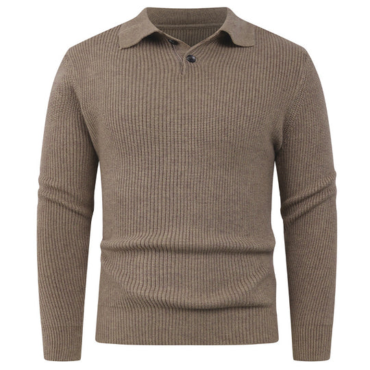 Herren Strickpullover mit modernem Polokragen und funktionalem Knopfverschluss R&B