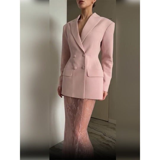 Damen eleganter Blazer mit tailliertem Schnitt und Doppelreiher R&B