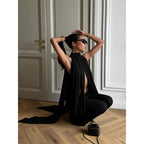 Damen Elegantes Top mit fließendem Schnitt und raffiniertem Halstuch R&B