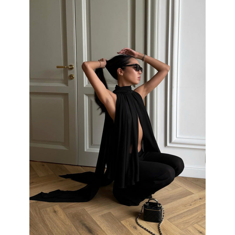 Damen Elegantes Top mit fließendem Schnitt und raffiniertem Halstuch R&B