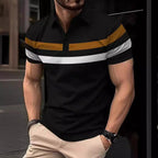Herren Polohemd mit modernem Farbblockdesign und atmungsaktiven Materialien