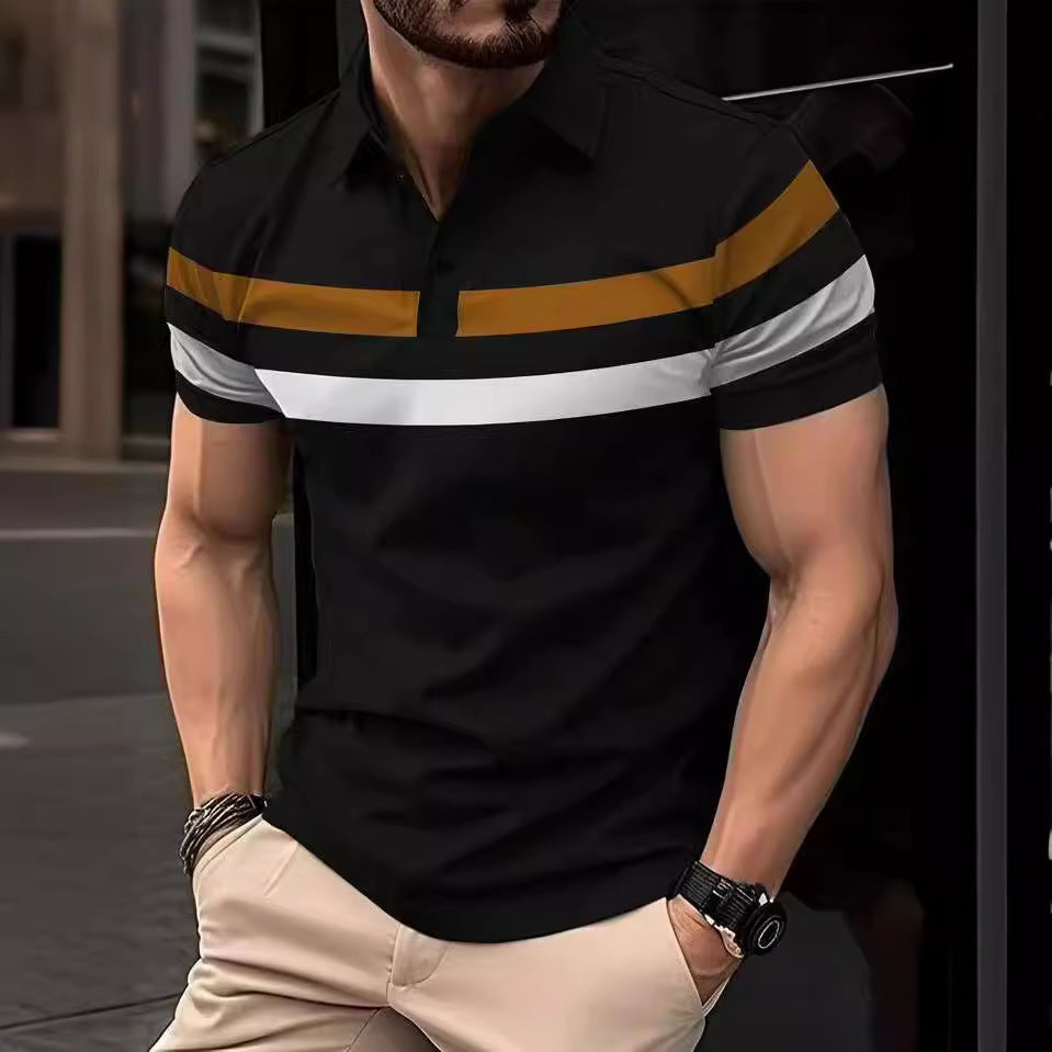 Herren Polohemd mit modernem Farbblockdesign und atmungsaktiven Materialien